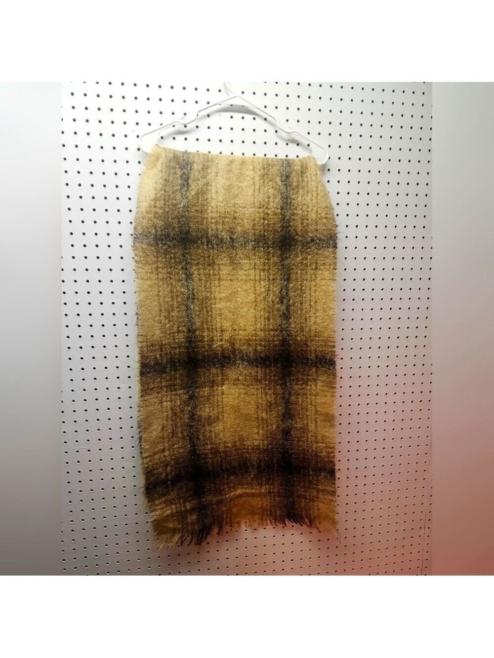 Blackcock Mohair Plaid Wool Scarf in Tan and Black Scotland